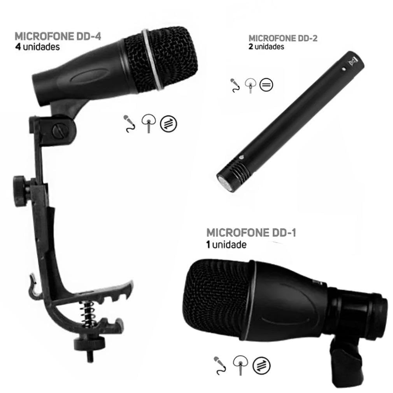 KIT MICROFONE PARA BATERIA 7 PEÇAS DYLAN DD7