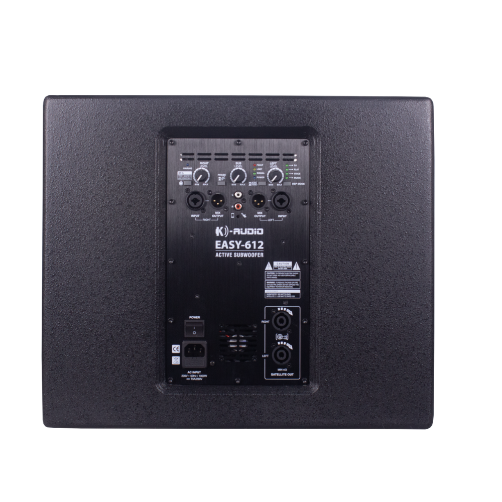 Sistema de Som K-Audio Easy-612 + 2× Satélite Easy-6 – Subwoofer Ativo com 700 W RMS + Caixas Satélite