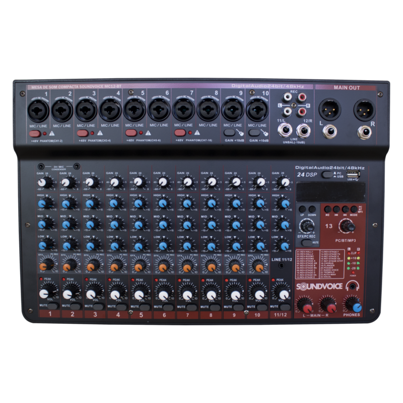 MESA DE SOM COMPACTA SOUNDVOICE MC12BT