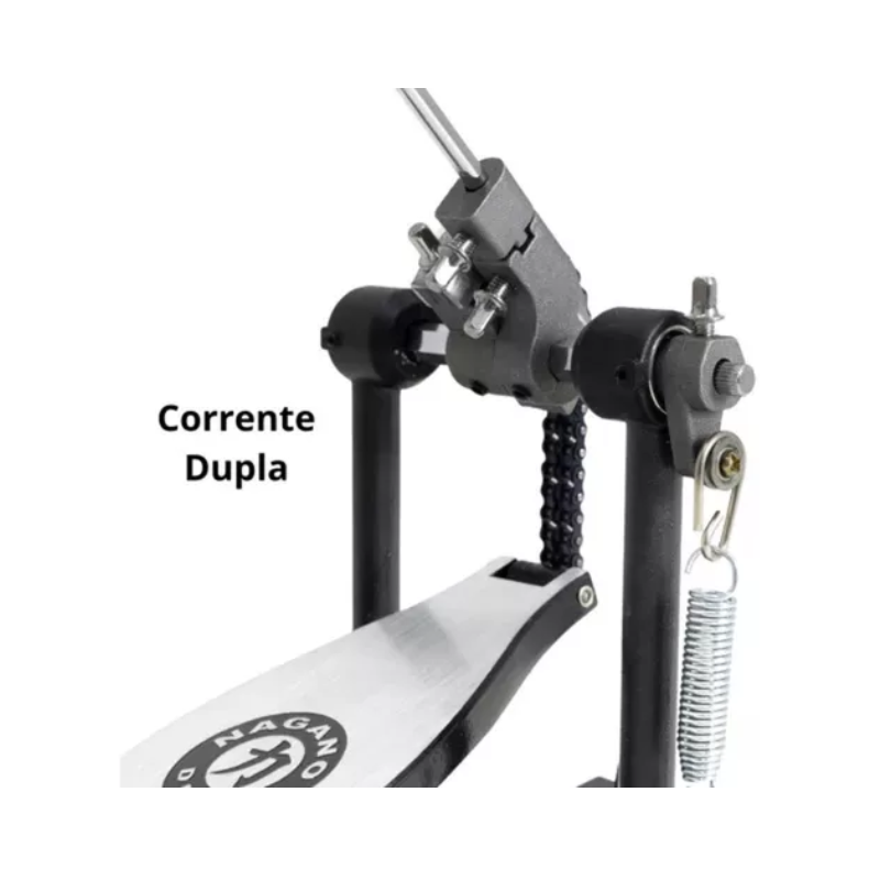PEDAL DE BUMBO SIMPLES CORRENTE DUPLA BATEDOR 2 FACES PED100 NAGANO