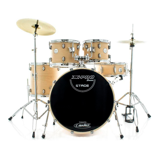 BATERIA XPRO STAGE 22 COM PRATOS C.IBANEZ NAT WOOD