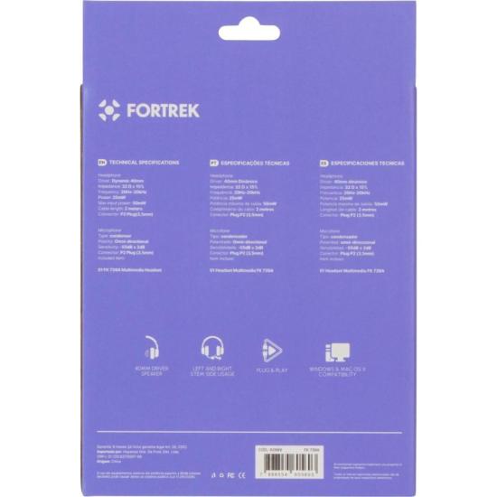 FONE DE OUVIDO COM MIC FORTREK HSL 102 PT