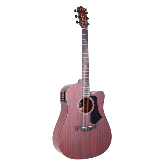 VIOLAO FOLK CUTAWAY EQ ACO T/ SAPELE B/S SAPELE JUNINHO AFRAM DKMOP DARK MAHOGANY OPEN PORE TAGIMA