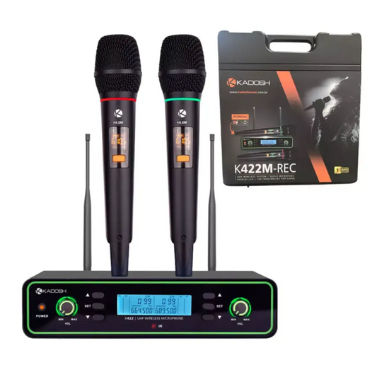 MICROFONE KADOSH SEM FIO K422M RECARREGAVEL DUPLO