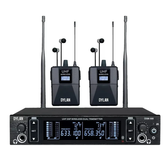 SISTEMA DE TRANSMISSÃO IN-EAR 2 RECEPTORES UHF DSM300 DYLAN