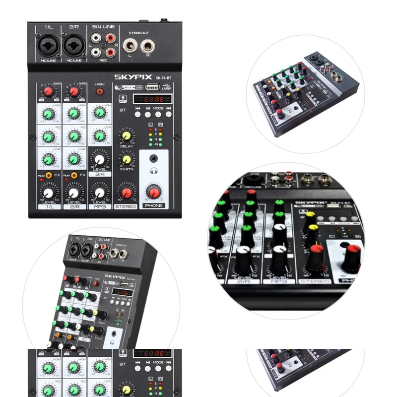 MESA DE SOM 4 CANAIS SKYPIX SKF4BT